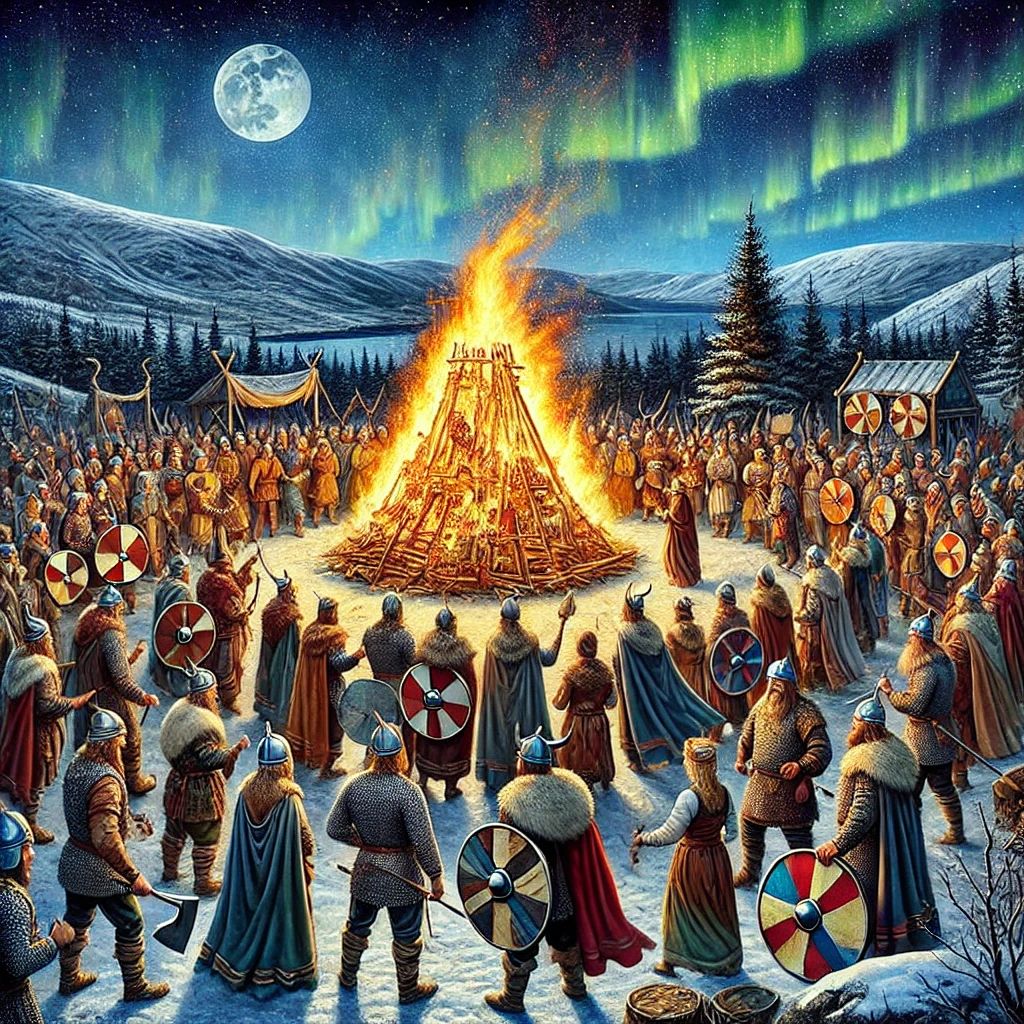 vikings celebrando Yule através de danças e rituais